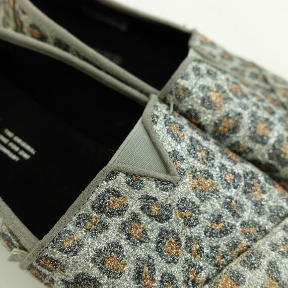 Toms Womens Glitter Cheetah Print Classic Slip-On Shoes Round Toe Gray Size 9.5 - Picture 4 of 7